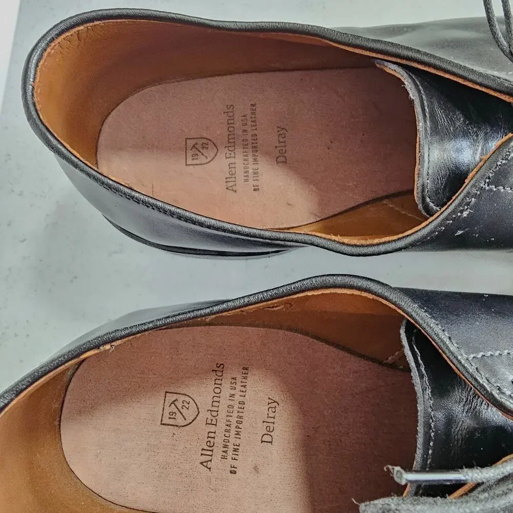 EUC Allen Edmonds Men's Black Leather Resoled Split Toe Delray Dress Shoes 15 B - Picture 7 of 10